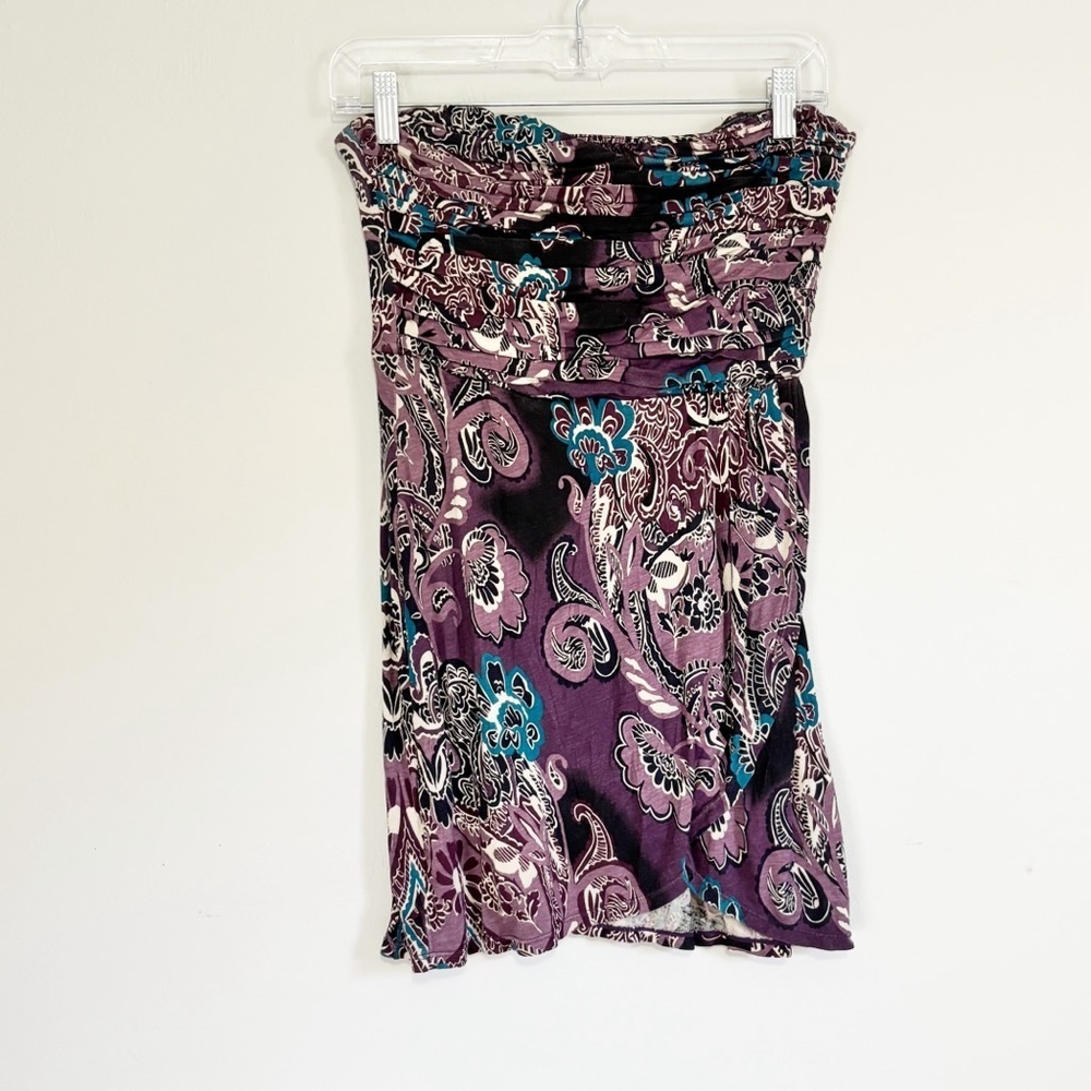 FREE PEOPLE Women’s Purple Paisley Tulip Skirt SILVERS Bandeau Dress Strapless S - Picture 2 of 9